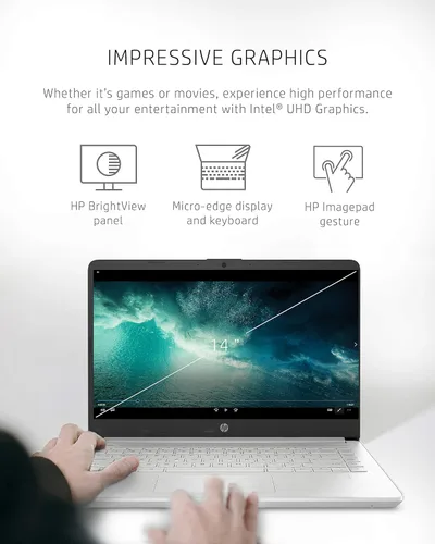 Vista 3 de HP Computadora portátil 14, Intel Core i3-1115G4 de 11ª generación, 4 GB de RAM, almacenamiento SSD de 128 GB, pantalla Full HD de 14 pulgadas
