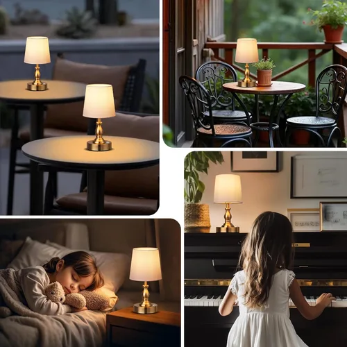 Vista 7 de PARTPHONER Mini lámpara de mesa LED inalámbrica, lámpara recargable de 5200 mAh operada por batería, brillo de 3 niveles, lámpara de escritorio