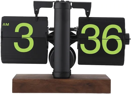 Vista 10 de FOSA Reloj de escritorio abatible, reloj de mesa retro vintage, reloj de mesa de escritorio digital con números grandes, base de madera para sala