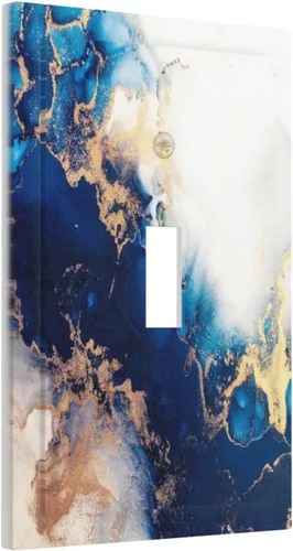Vista 98 de Cubierta de placa de pared dispositivo duplex de 1 banda de mármol abstracto en arte interruptor de luz de salida eléctrica de cara fluida azul