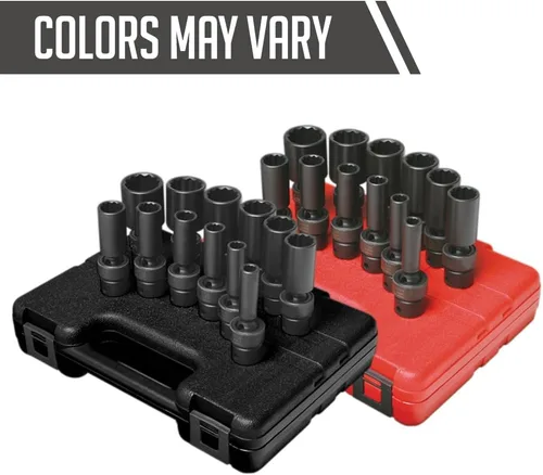 Vista 2 de Sunex International 3677 3/8" Dr. Deep Juego de llaves de vaso de impacto fraccionario universal de 12 puntos, 12 piezas