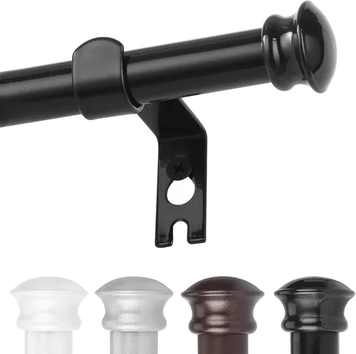CorkLatta Barras de cortina negras para ventanas de 30 a 45 pulgadas con soportes, juego de cortineros decorativos de 5/8 pulgadas de diámetro para