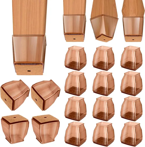 Vista 40 de BALEINE Paquete de 32 protectores de silicona para patas de silla, tapas protectoras de patas de taburete, tapas antideslizantes para patas de silla