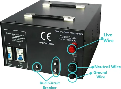 Vista 3 de LiteFuze Transformador convertidor de voltaje de servicio pesado de 10.000 vatios - Reductor 240/220/120/110 - Necesita ser cableado por un