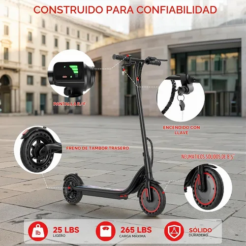 Vista 8 de Scooter eléctrico, scooter E de largo alcance de 21-35 mi para adultos Negro medianoche