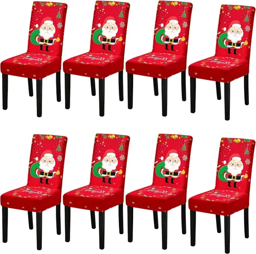 Vista 35 de Fundas para Sillas, Juego de 4 Fundas Elásticas para Sillas de Cocina y Comedor, Fundas Lavables y Extraíbles para Sillas de Comedor para Hogar