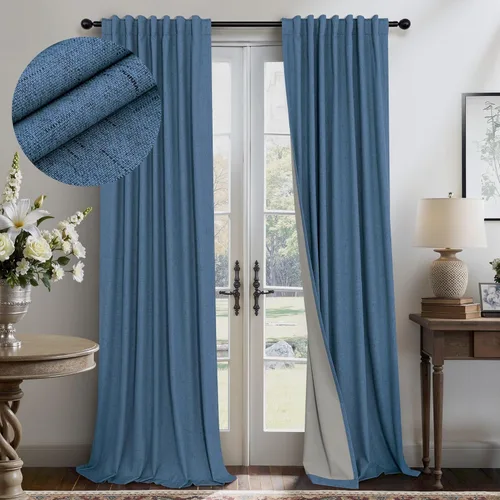 Vista 36 de Pitalk Cortinas cortas 100% opacas de lino para cafetería, 40 pulgadas de largo, 2 paneles, cortinas de puerta francesa para ventana, cortina