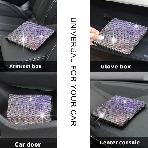 Vista 4 de Soporte para documentos de registro y seguro de automóvil con diamantes de imitación brillantes, diamantes artificiales con purpurina, elementos