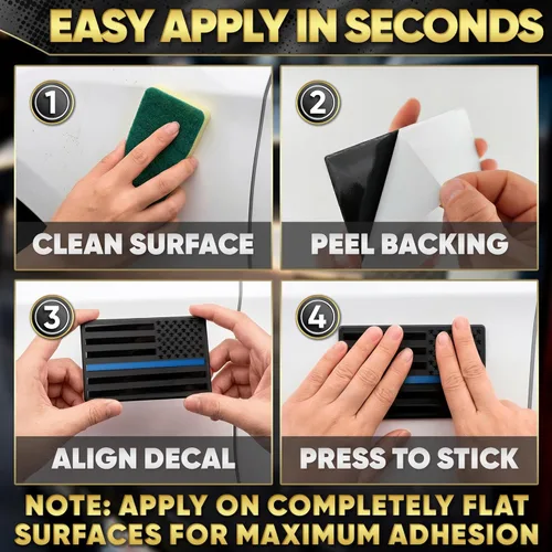 Vista 5 de 3D Black American Flag Decal for Car with Blue Line Embossed Aluminum – 1 Pair 5"x3" Matte Black Brushed Metal UV-Proof Rust-Free US Flag