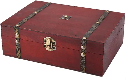 Pssopp Vintage Wooden Jewelry Storage Box, MoistureProof Wooden Box for Jewelry, Stationery and More, for Bedroom and Living Room Decor
