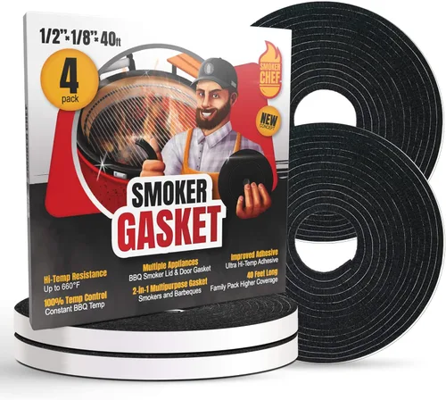 Vista 9 de Junta para ahumador Chef Smoker – Junta de 0.6’’ de ancho 0.2’’ de grosor, junta de alta temperatura para parrilla, de 17 pies de largo, cinta