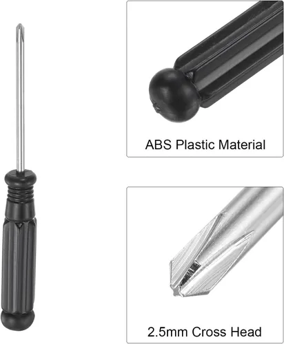 Vista 4 de uxcell Mini destornillador Phillips, cabeza cruzada de 0.098 in con mango negro para electrodomésticos pequeños, 10