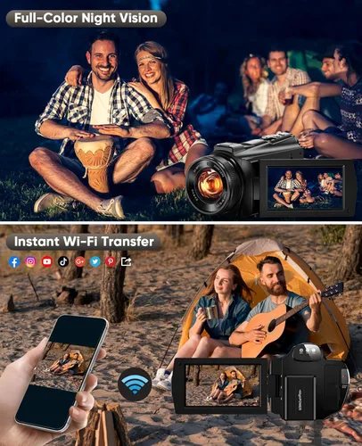 Vista 6 de Cámara de vídeo 5K Videocámara 8X Zoom opitical Cámaras de transmisión en vivo 64MP WiFi Autofoco Vlogging Cámara para Youtube con visión nocturna a