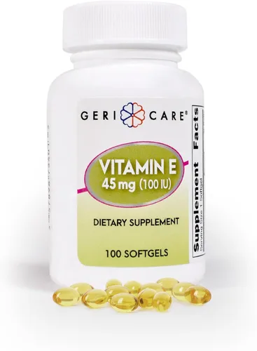 GeriCare Cápsulas de vitamina E de alta potencia – 100 UI para la piel y el apoyo inmunológico, 45 mg | 100 unidades | Vitamina E orgánica para