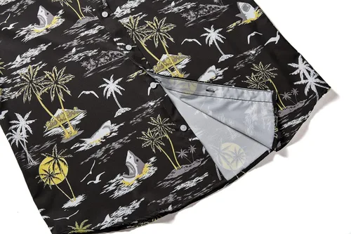 Vista 6 de EUOW - Camisa hawaiana estampada de manga corta para hombre, con botones, de verano, para playa