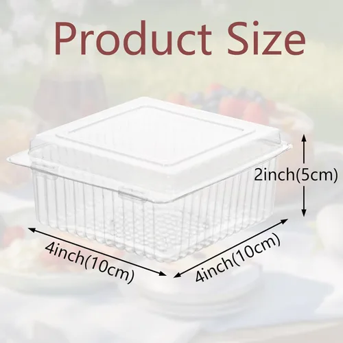 Vista 5 de TEMLQPACK 50 piezas 4 x 4 x 2 pulgadas Cajas de cierre de almeja con tapas transparentes Cajas de charcutería Cajas de panadería Cajas de pastel