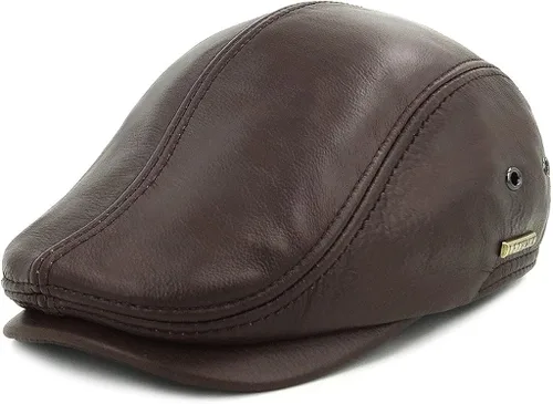 LETHMIK Sombrero Plano de taxista en Piel Auténtica clásico Newsboy Cap Ivy de conducir