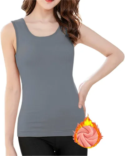 Vista 7 de Ropa interior de algodón con forro polar térmico para mujer, camiseta sin mangas, chaleco de capa base cálida