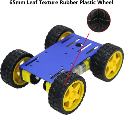 Vista 5 de Profesional 4WD Robot Smart Car Chassis Kit C101 con codificador de velocidad TT Motor, Modelo robótico con ruedas de metal Sciences Experimento