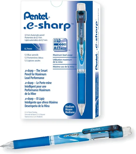 Vista 9 de Pentel e-Sharp – Lápiz mecánico de cilindro negro, caja por docena, Negro