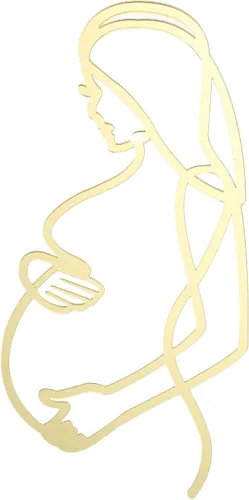 Vista 4 de Abstracto Arte Línea Mujer Embarazada Pastel Topper, Espejo Dorado, Baby Shower