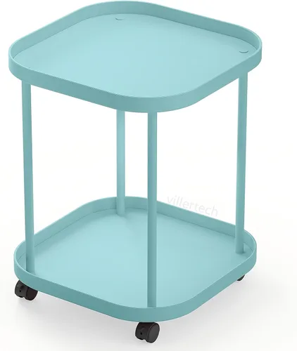 Vista 7 de Mesa auxiliar con ruedas Villertech, mesa auxiliar de sala de estar, mesa auxiliar de sofá móvil de plástico, mesa auxiliar pequeña, mesita de noche