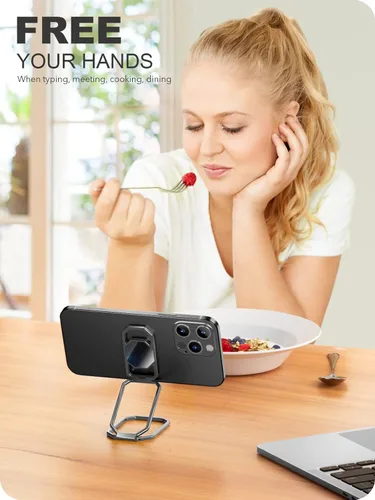 Vista 2 de A-LuGei Soporte de anillo de teléfono plegable y ajustable, agarres adhesivos para teléfono celular, soporte de patada para teléfono
