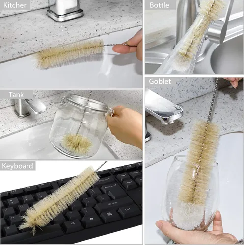 Vista 3 de MASTERTOP Juego de 9 cepillos para botellas, juego de limpieza de botellas de agua largas y cepillo para pajilla, sin BPA, cepillo limpiador