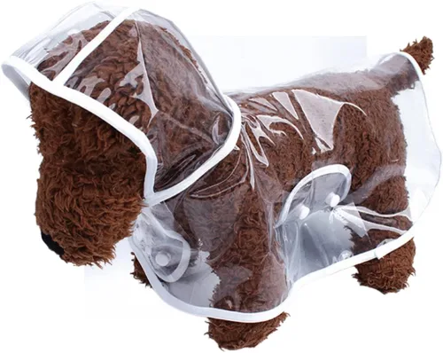 Vista 6 de Impermeable para mascotas, impermeable para perros pequeños, abrigo impermeable para cachorros, ropa impermeable transparente para perros pequeños