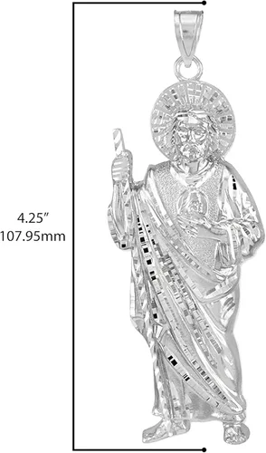 Vista 3 de Colgante de plata de ley 925 de 4-14 pulgadas, San Judas Tadeo, patrón de las causas perdidas, Metal