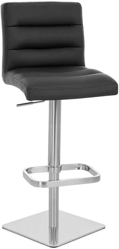 Vista 69 de Zuri Muebles Taburete de bar moderno de altura ajustable gris exuberante con base plana redonda cepillada