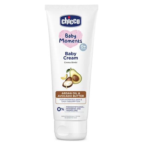 Chicco Baby Moments - Crema para bebés con aceite de argán y mantequilla de aguacate, 3.53 oz, ingredientes naturales para piel hidratada,