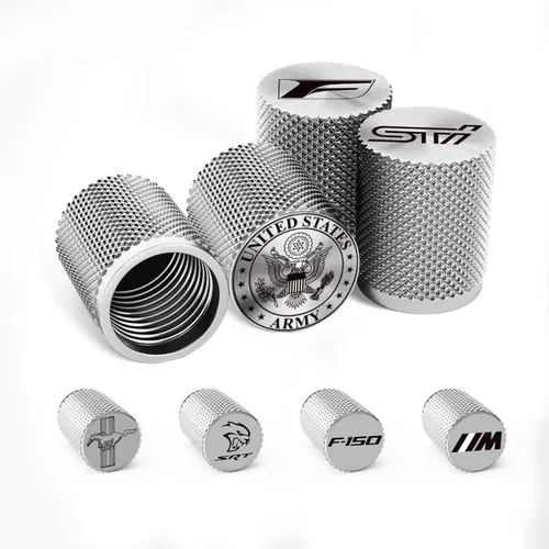 Vista 17 de STEEL HAWK Tapas de válvula de neumático de acero inoxidable con grabado CNC de precisión, resistentes al óxido, fugas y polvo con sello de junta