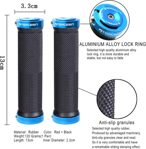 Vista 4 de TOPCABIN - Puños de manillar de bicicleta de doble bloqueo - Puños de goma cómodos para BMX y bicicleta de montaña