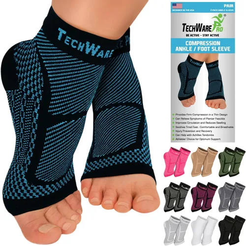 Vista 15 de TechWare Pro - Tobillera de compresión, alivia la tendinitis aquílea, para fascitis plantar, con soporte para arco, reduce la hinchazón y el dolor
