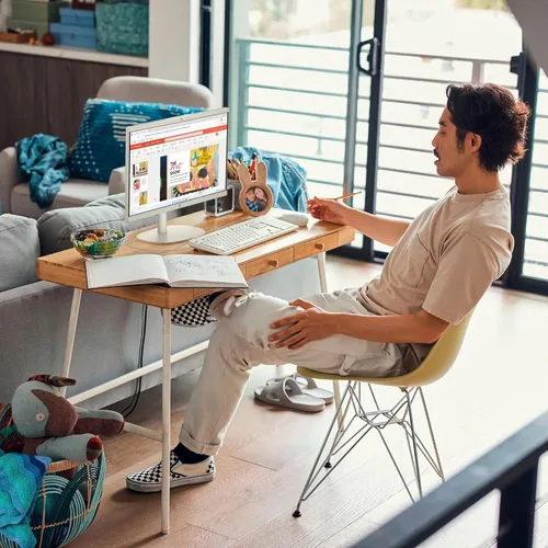 Vista 7 de HP Inc. Escritorio HP 2023 AIO de 22 pulgadas, procesador Intel Celeron J4025, gráficos Intel UHD 600, 8 GB de RAM, SSD de 256 GB, Windows 11 Home