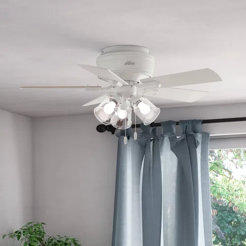 Vista 4 de Hunter - Ventilador de techo para interiores de 42 pulgadas con luces LED y cadena de tracción - Ventilador de techo de bajo perfil de montaje