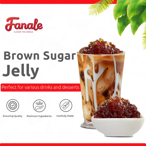 Vista 2 de Fanale Coco Jelly Topping nata de coco para té de burbujas 14.11 oz Jalea de azúcar morena para té Boba, batidos, granizados, postres 14.11 oz