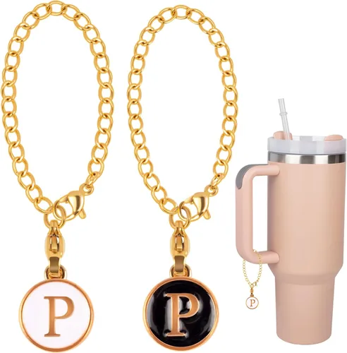 Vista 8 de 2 dijes de letra O para Stanley, simples y modernos, placa de identificación con nombre de taza inicial, dije personalizado para vaso Stanley, mango