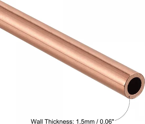 Vista 3 de uxcell Tubo redondo de cobre 0.354 in OD 0.059 in espesor de pared 3.937 in longitud tubería 2 piezas
