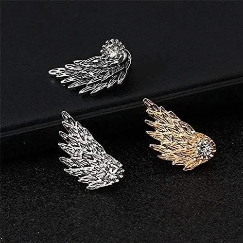 Vista 3 de 4 pares de pendientes de alas de ángel estéreo retro para mujer, de moda, con plumas, circonitas, chaqueta, joyería punk gótica