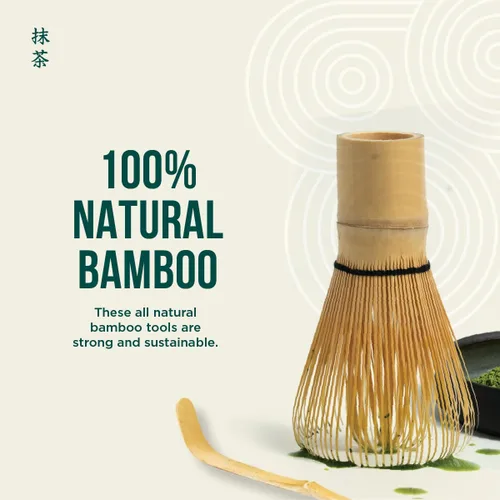 Vista 2 de Jade Leaf Matcha - Batidor tradicional de bambú (Chasen) + cuchara (Chashaku) - Juego de té de repuesto para la preparación frecuente de té verde