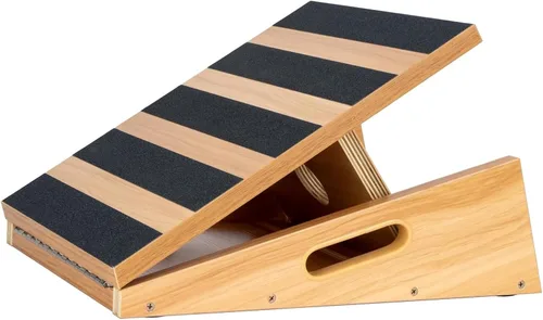 Vista 7 de StrongTek Tabla inclinada de madera extragrande, tabla inclinada ajustable y estirador de pantorrillas, tabla de estiramiento, mango lateral extra