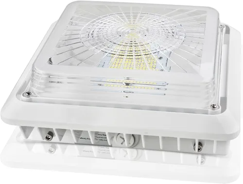 OSTEK Luz LED para toldo de 30 W/40 W/55 W, potencia seleccionable, 3CCT (3000 K/4000 K/5000 K) 7500 lm Luces LED de garaje 90-277 V IP65 Luces