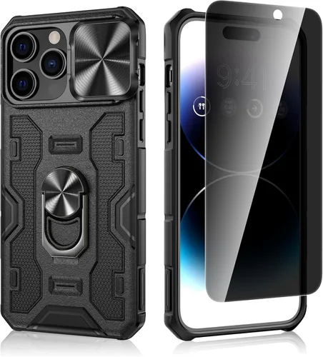 Vista 8 de VEGO Funda para iPhone 14 Pro Max, Funda con Soporte para iPhone 14 ProMax con Cubierta Deslizante para Cámara, Soporte de Anillo Giratorio de 360°