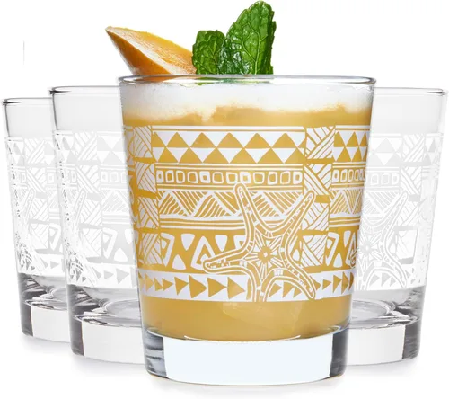 Vista 11 de Libbey Juego de 4 vasos altos para cóctel Tiki de bambú, vasos icónicos de 16 oz, vasos modernos para cócteles Highball