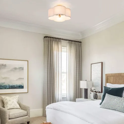 Vista 5 de VILUXY Artículo Lámpara de techo de tambor de tela y paquete de apliques de pared de tela