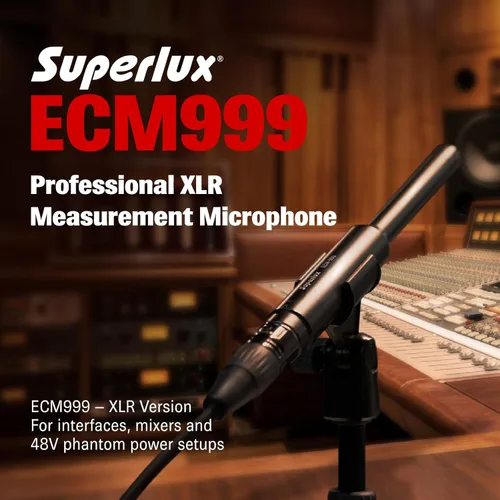 Vista 2 de Superlux ECM999U - Juego de micrófonos de medición USB, micrófono condensador Omni de campo libre para análisis acústico de habitación, prueba