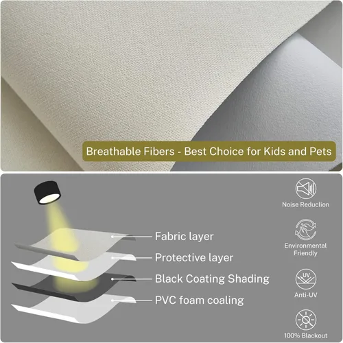 Vista 4 de Persiana enrollable opaca personalizada sin cordón, persianas enrollables con privacidad para oscurecer la habitación, aislamiento térmico para sala