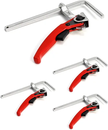 Vista 7 de QWORK Abrazadera de mesa de trinquete, paquete de 4 abrazaderas de barra de liberación rápida con capacidad de 6-5/16 pulgadas y profundidad